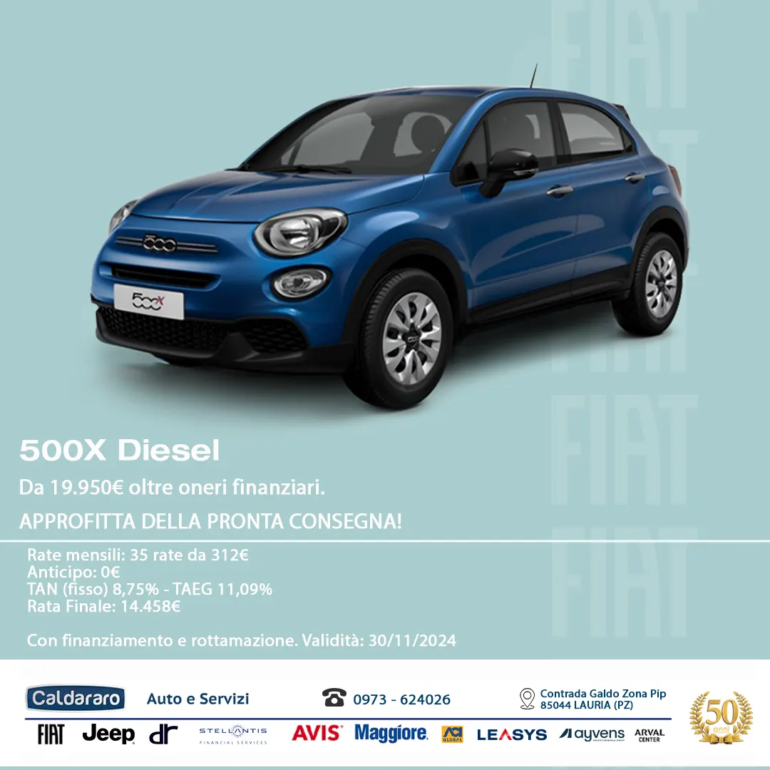 fiat 500x diesel promozione lauria